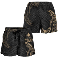 Papua New Guinea Polynesian Women's Shorts - Gold Tribal Wave - Polynesian Pride
