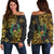 Pohnpei State Women's Off Shoulder Sweaters - Abstract Style Black - Polynesian Pride