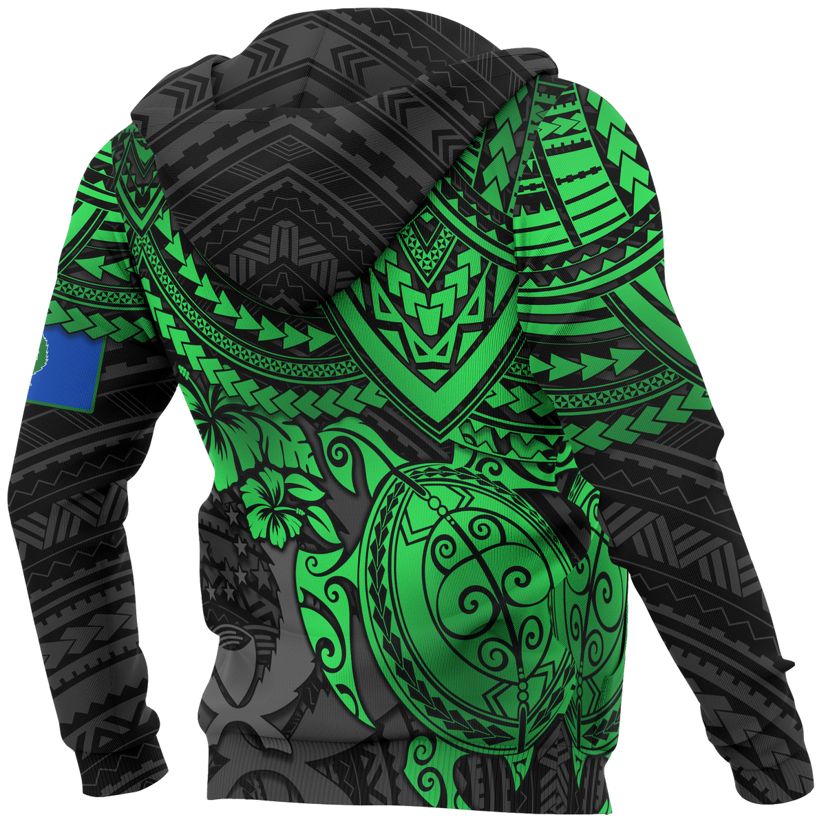 Pohnpei Hoodie Polynesian Green Turtle - Polynesian Pride