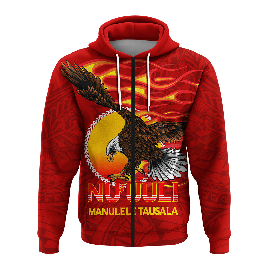American Samoa Zip up Hoodie Nuuuli Manulele Tausala Eagle LT12 - Polynesian Pride