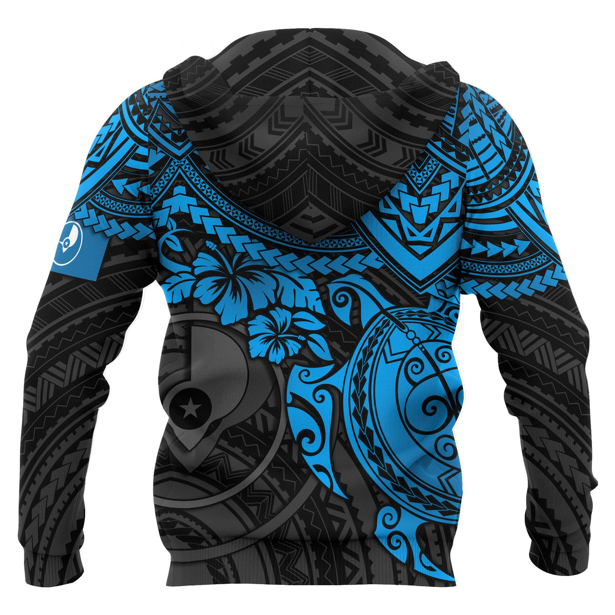 Yap Polynesian Zip up Hoodie Blue Turtle - Polynesian Pride