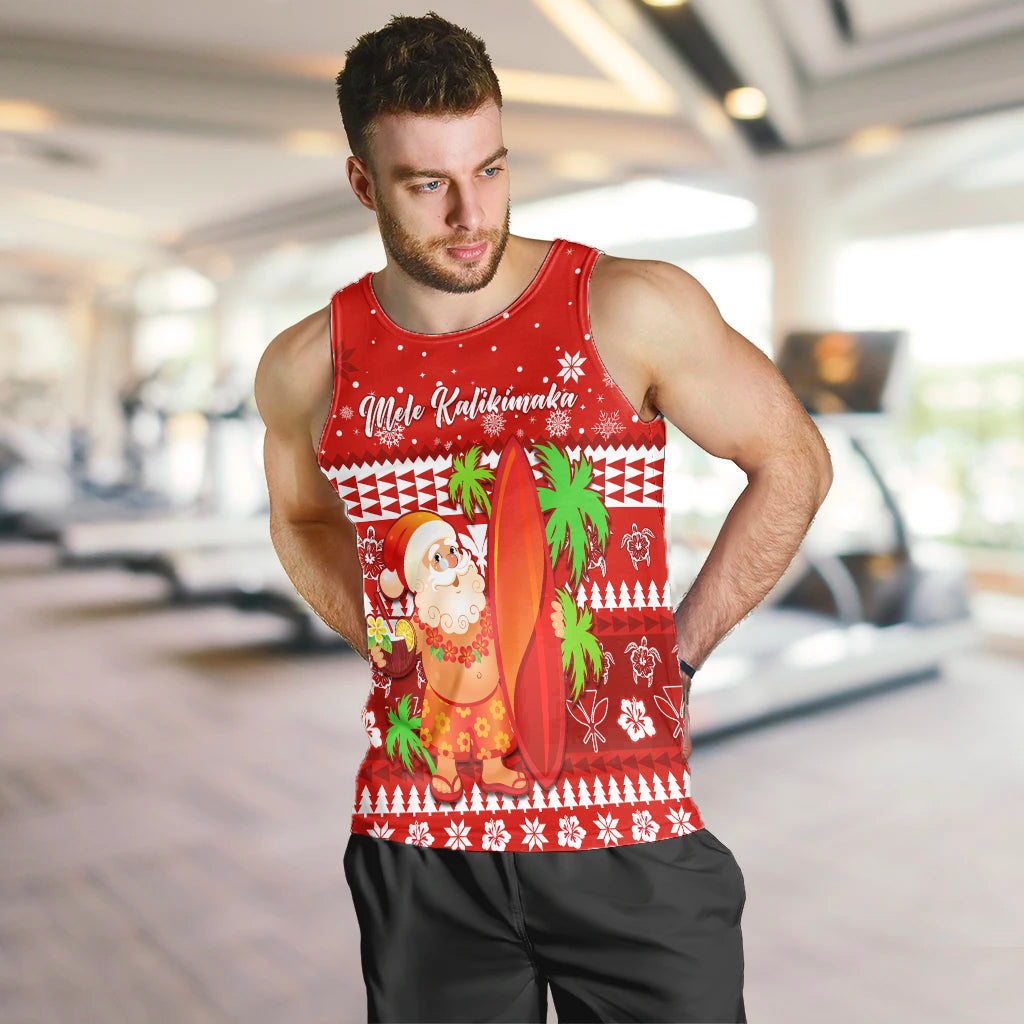 Mele Kalikimaka Men Tank Top Santa Claus Hawaii Christmas LT13 - Polynesian Pride