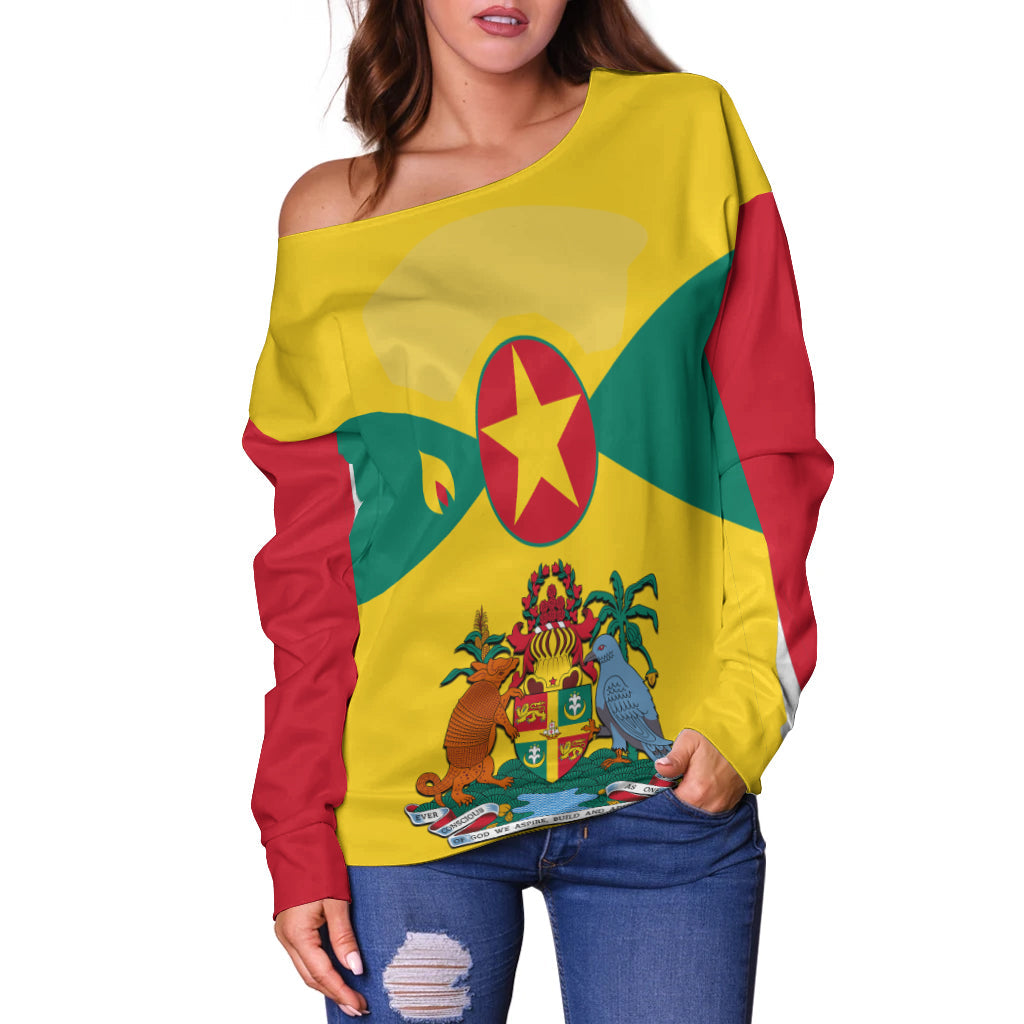 Grenada Women Off Shoulder Power Grenada Mix Coat of Arms LT13 - Polynesian Pride