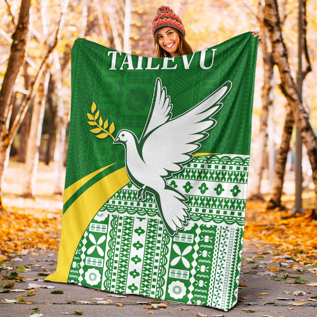 Tailevu Rugby Premium Blanket Fiji Rugby Tapa Pattern Green LT13 - Polynesian Pride