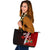 Fiji Polynesian Leather Tote Bag - Coat Of Arm With Hibiscus - Polynesian Pride