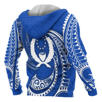 Pohnpei Micronesia All Over Zip up Hoodie Blue Tribal Wave - Polynesian Pride