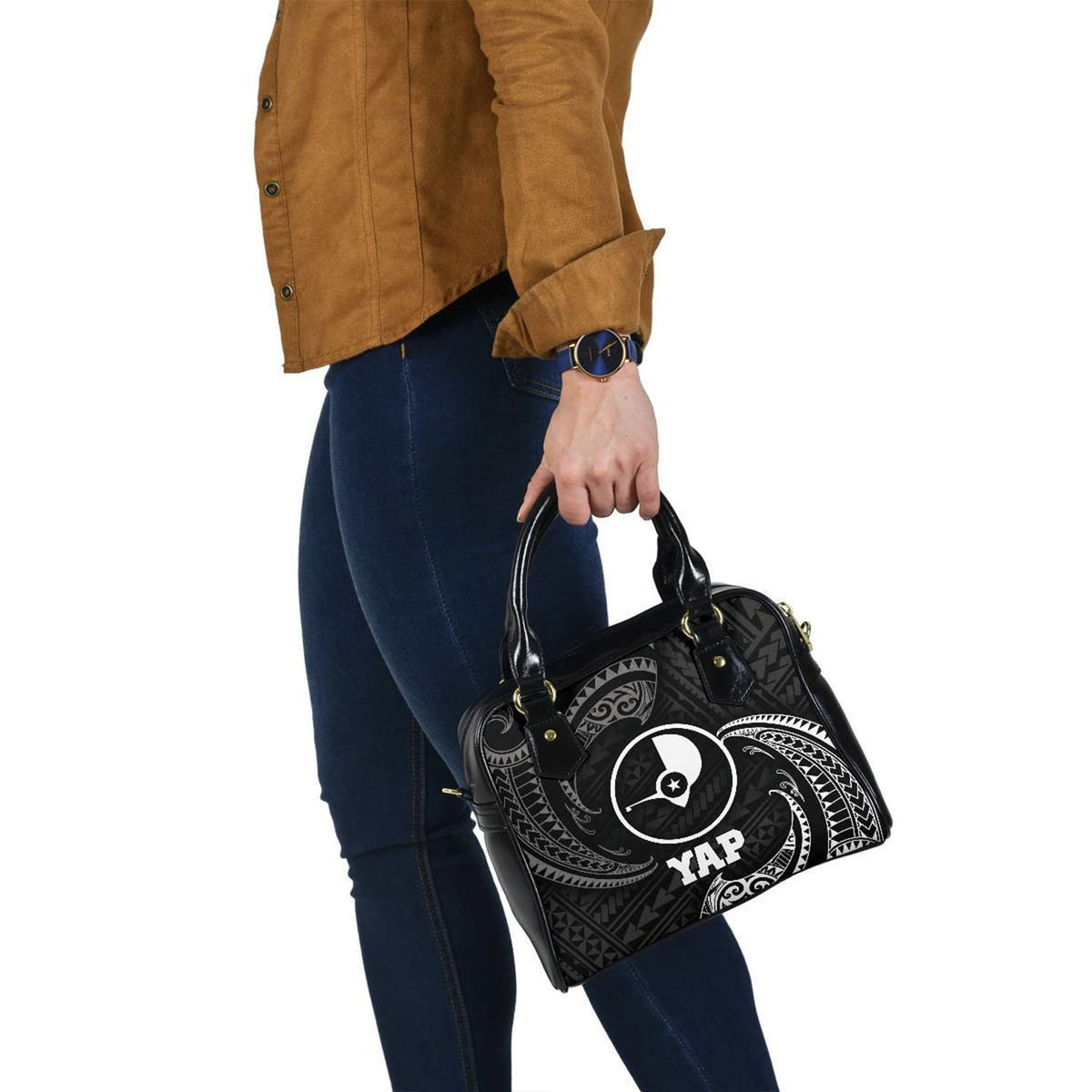 Yap Micronesia Shoulder Handbag - White Tribal Wave - Polynesian Pride