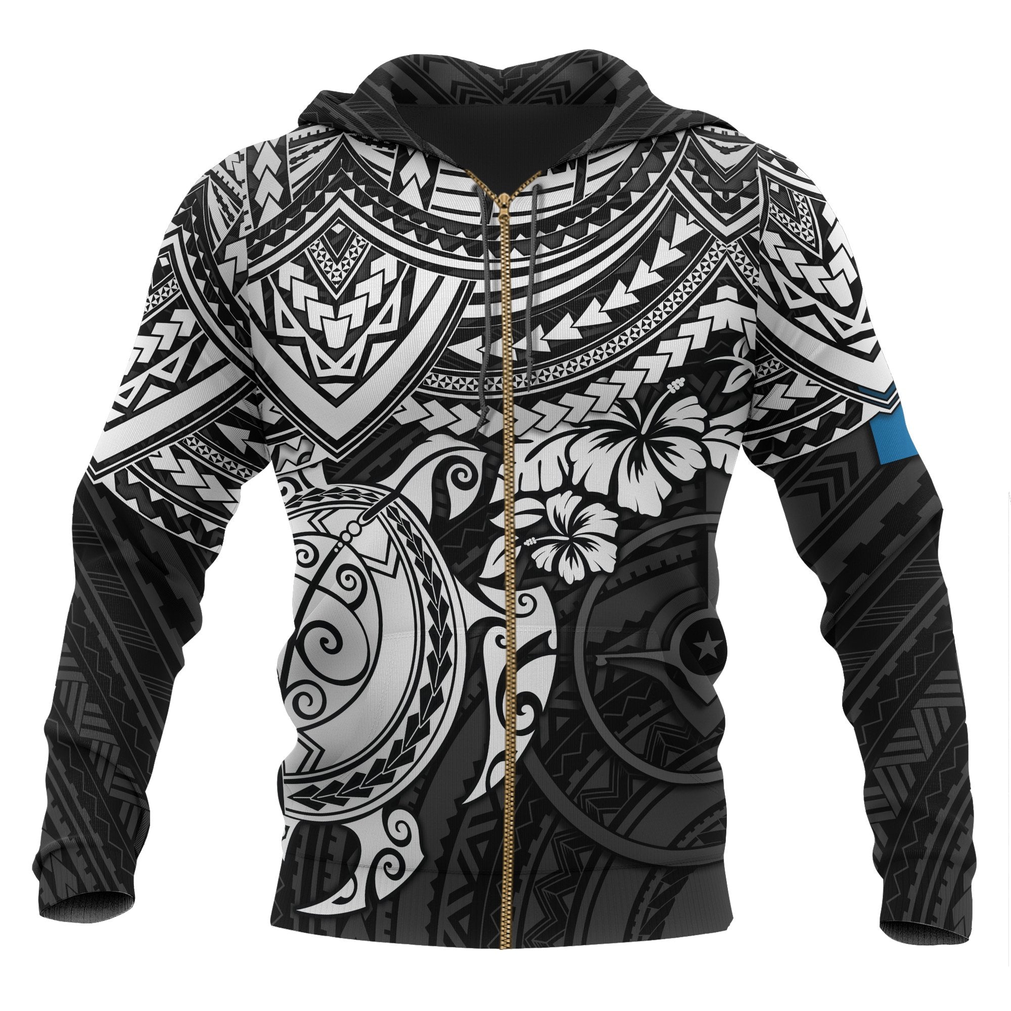 Yap Polynesian Zip up Hoodie White Turtle Unisex White - Polynesian Pride