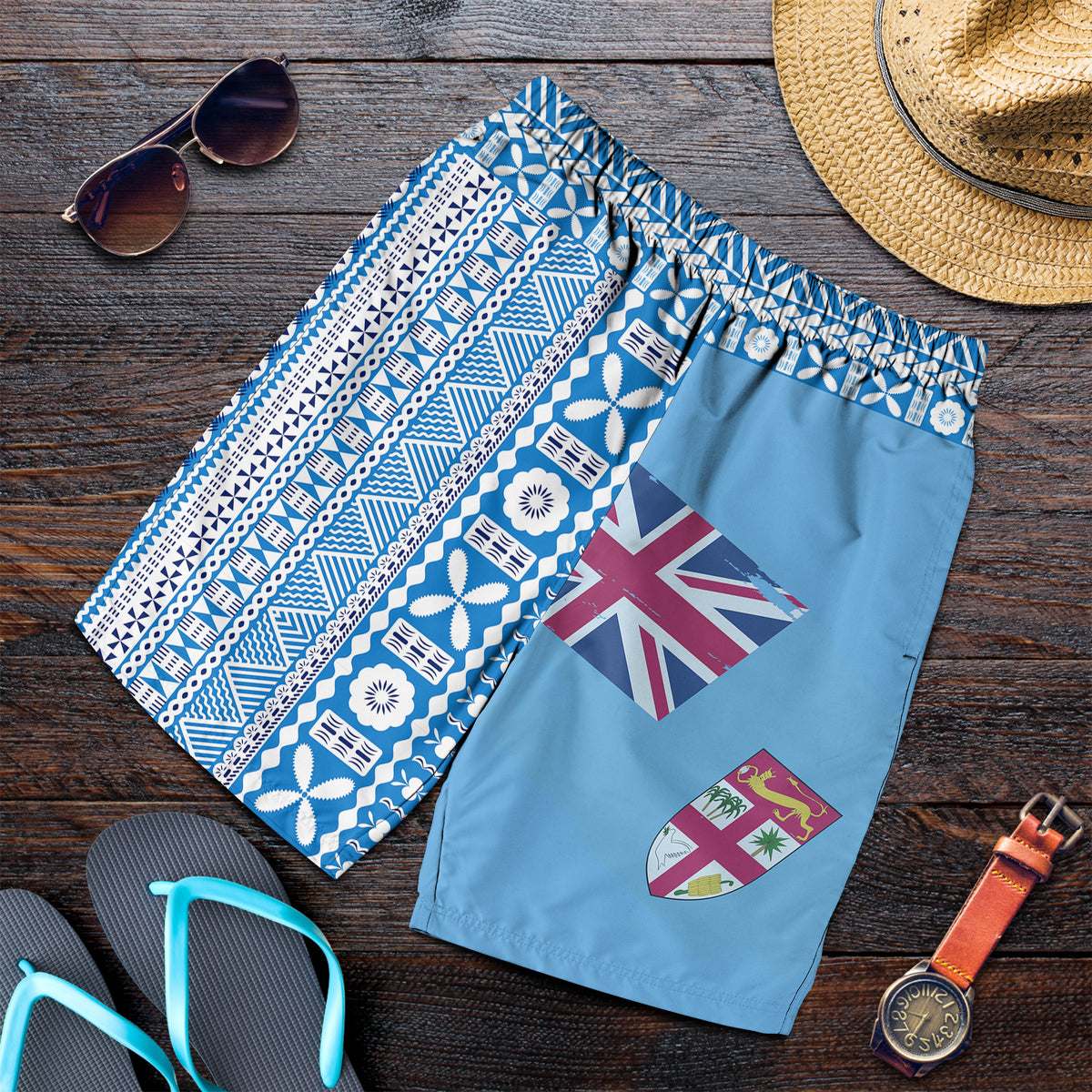 Fiji Dreamy Men Short Tapa Pattern LT13 - Polynesian Pride
