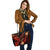 Guam Polynesian Leather Tote Bag - Plumeria Flowers And Waves - Polynesian Pride