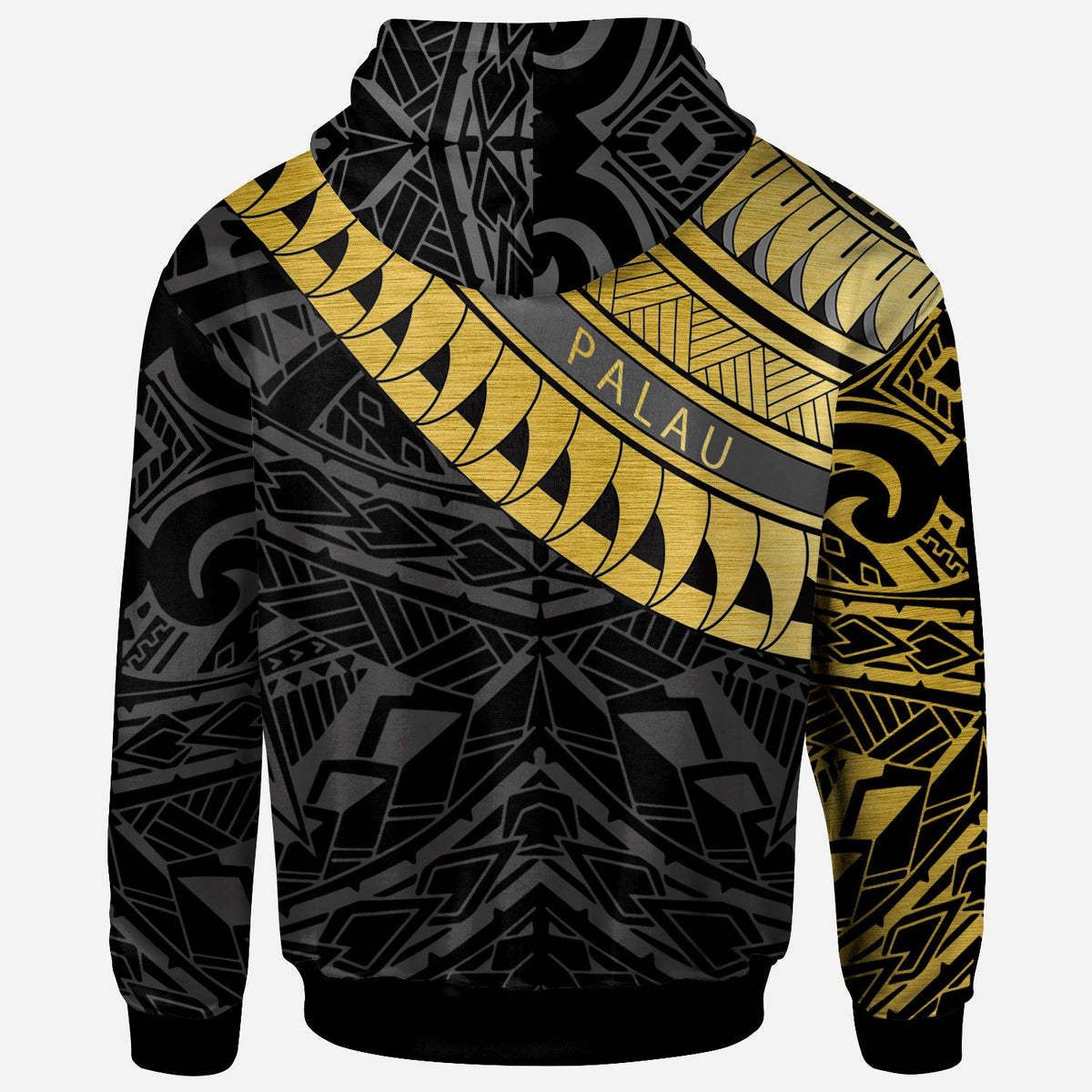 Palau Custom Hoodie Palau Ginger Lei Pattern Gold - Polynesian Pride