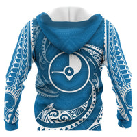Yap Micronesia All Over Zip up Hoodie Blue Tribal Wave - Polynesian Pride