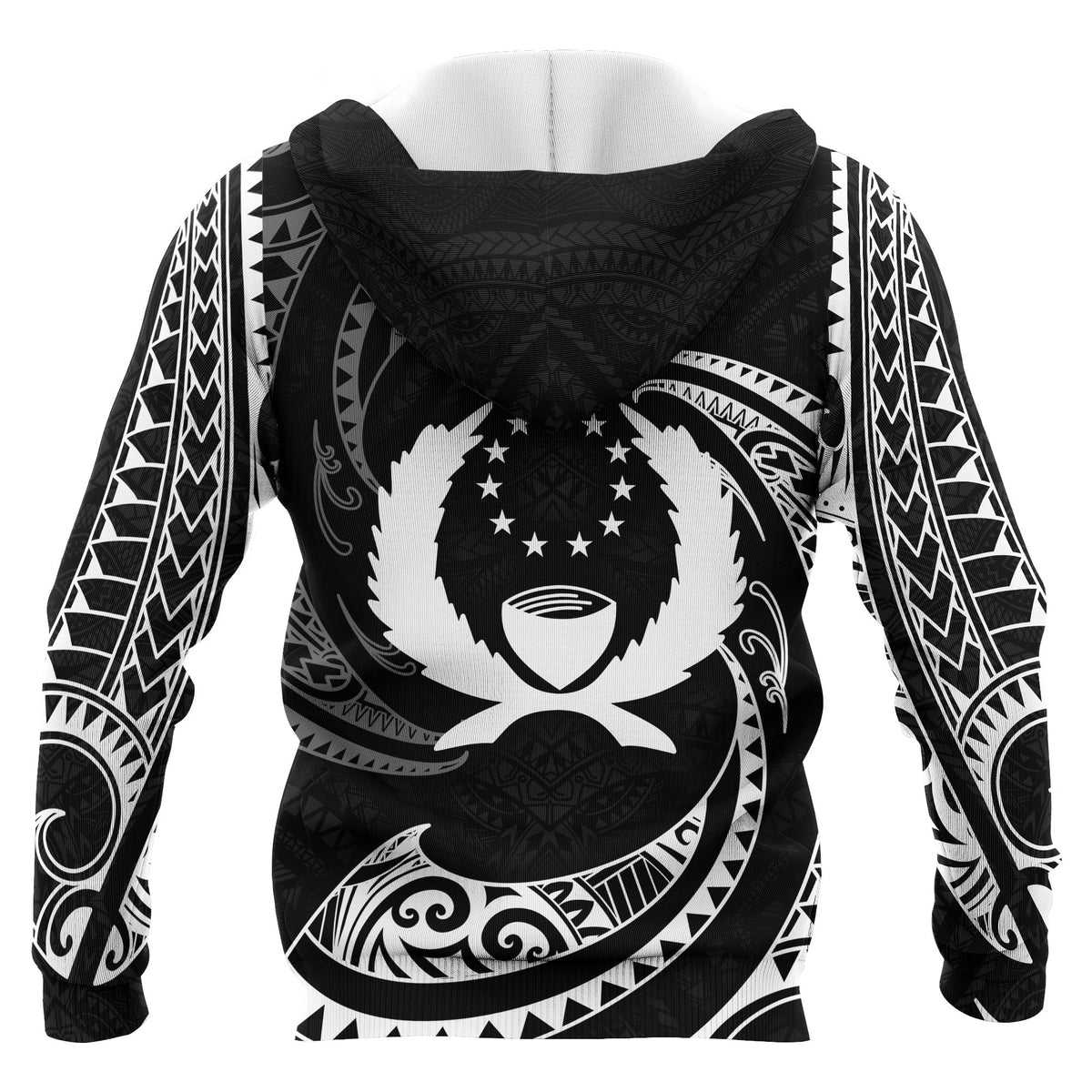 Pohnpei Micronesia Hoodie White Tribal Wave - Polynesian Pride