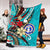 Northern Mariana Islands Premium Blanket - Tribal Flower With Special Turtles Blue Color - Polynesian Pride