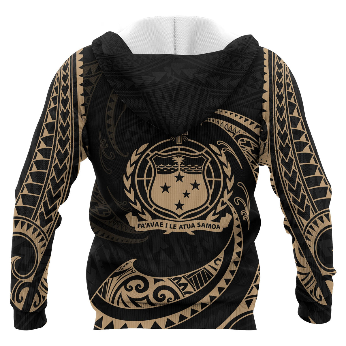 Samoa Polynesian Custom Hoodie Gold Tribal Wave - Polynesian Pride
