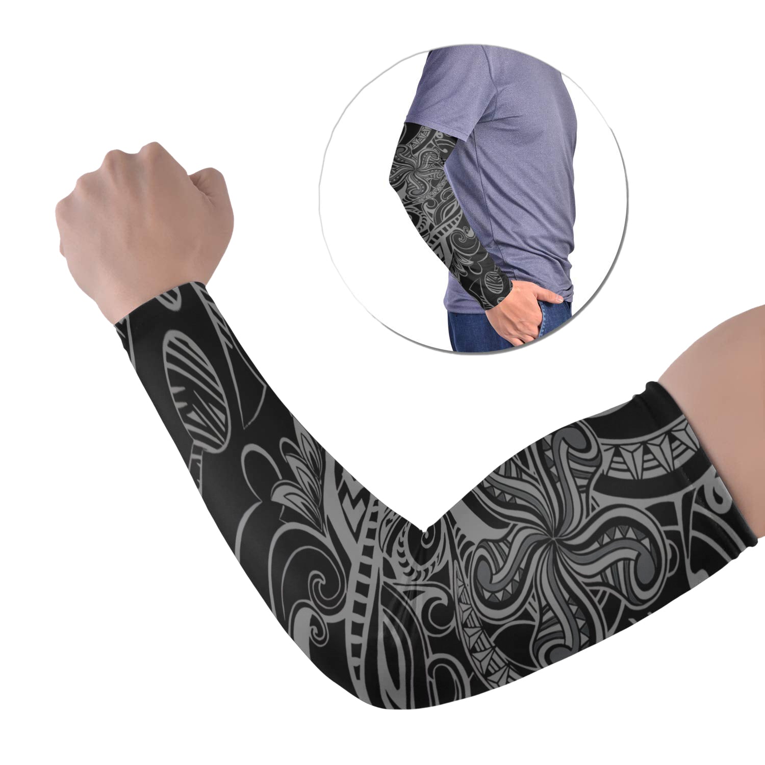 Polynesian Tattoo Arm Sleeve 43 (Set of Two) No.1 LT6 Set of 2 Black - Polynesian Pride