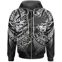 American Samoa Polynesian Custom Zip up Hoodie Eagle Tribal Pattern Unisex Black - Polynesian Pride
