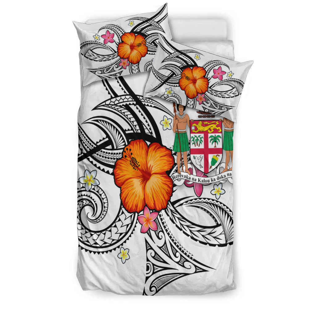 (Custom Personalised) Fiji Bedding Set - Hibiscus With Tribal White - LT12 - Polynesian Pride