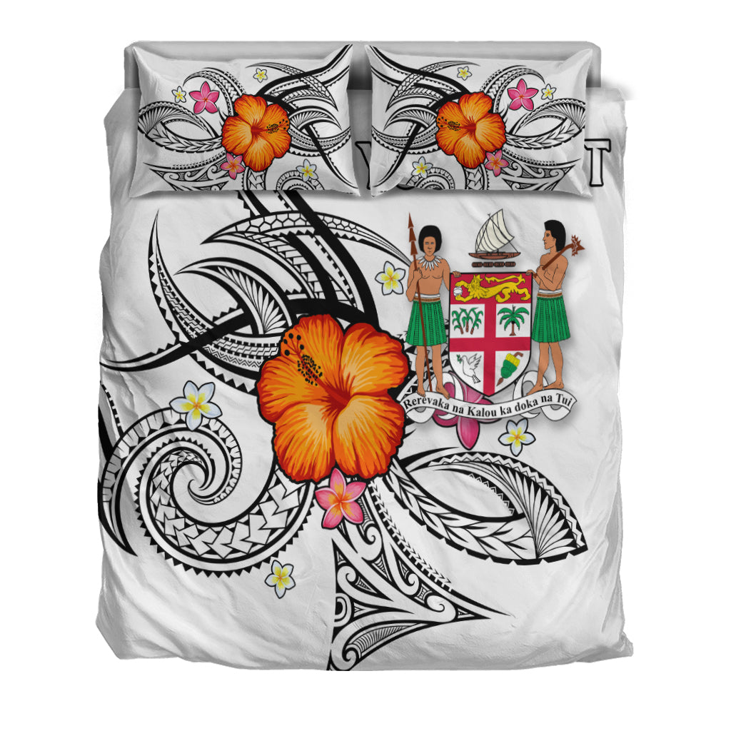 (Custom Personalised) Fiji Bedding Set - Hibiscus With Tribal White - LT12 - Polynesian Pride