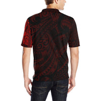 Maori Tattoo Style Black and Red Polo T Shirt - Polynesian Pride