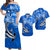 Custom Hawaii Matching Hawaiian Outfit For Couple Polynesia Blue Sea Turtle Honu and Hammerhead Shark LT13 Blue - Polynesian Pride