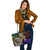 American Samoa Custom Personalised Leather Tote Bag - Rainbow Polynesian Pattern - Polynesian Pride