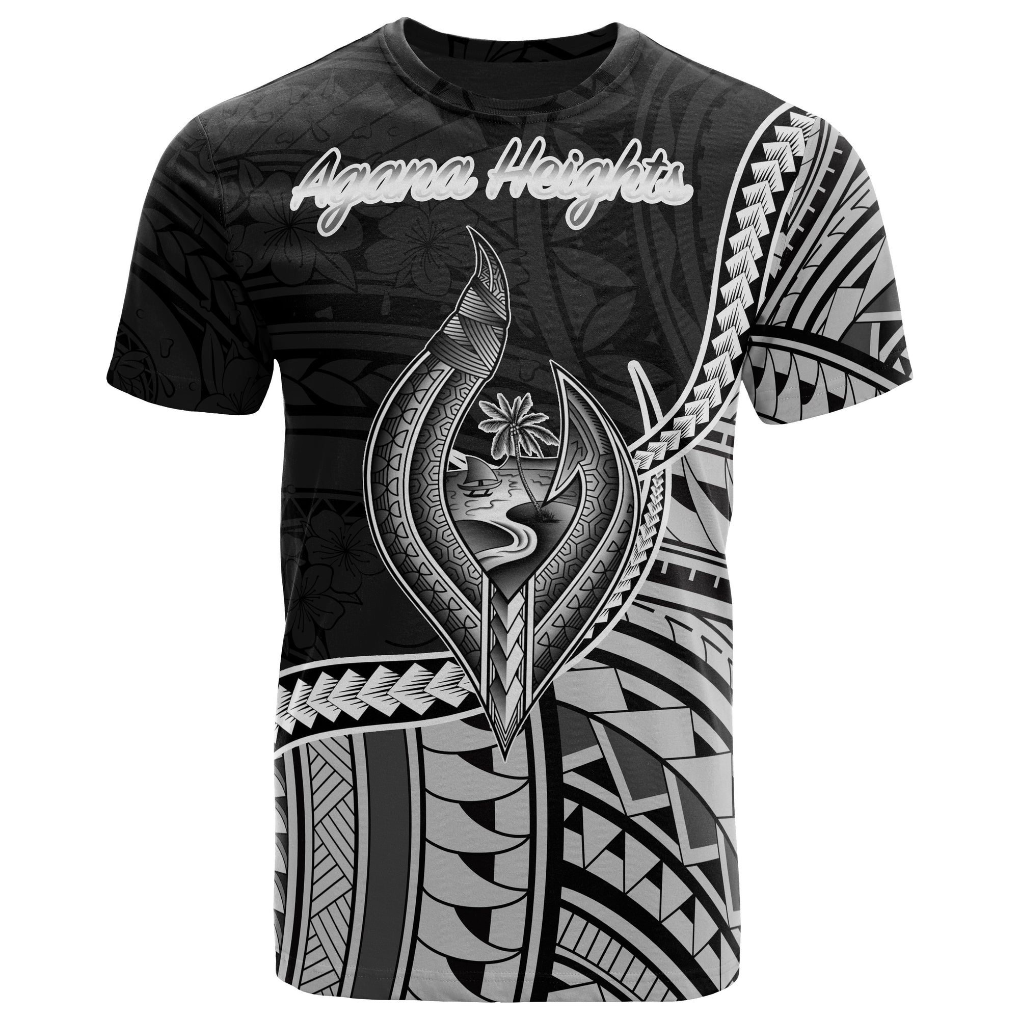 Guam T Shirt Agana Heights Polynesian Patterns Unisex Black - Polynesian Pride