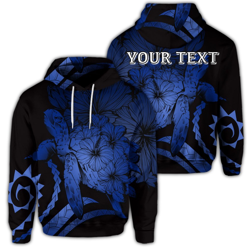 Custom Hawaiian Hawaii Turtle Hibiscus Polynesian Vintage Hoodie Blue Unisex Art - Polynesian Pride