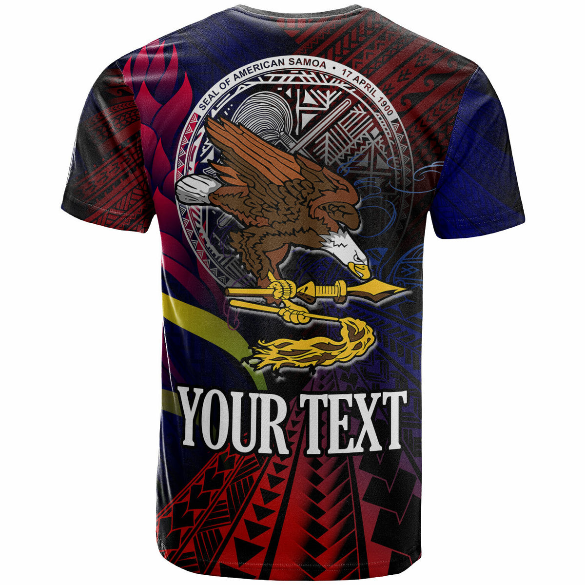 American Samoa T Shirt Custom Seal of American Samoa Gradient Color Style LT10 - Polynesian Pride