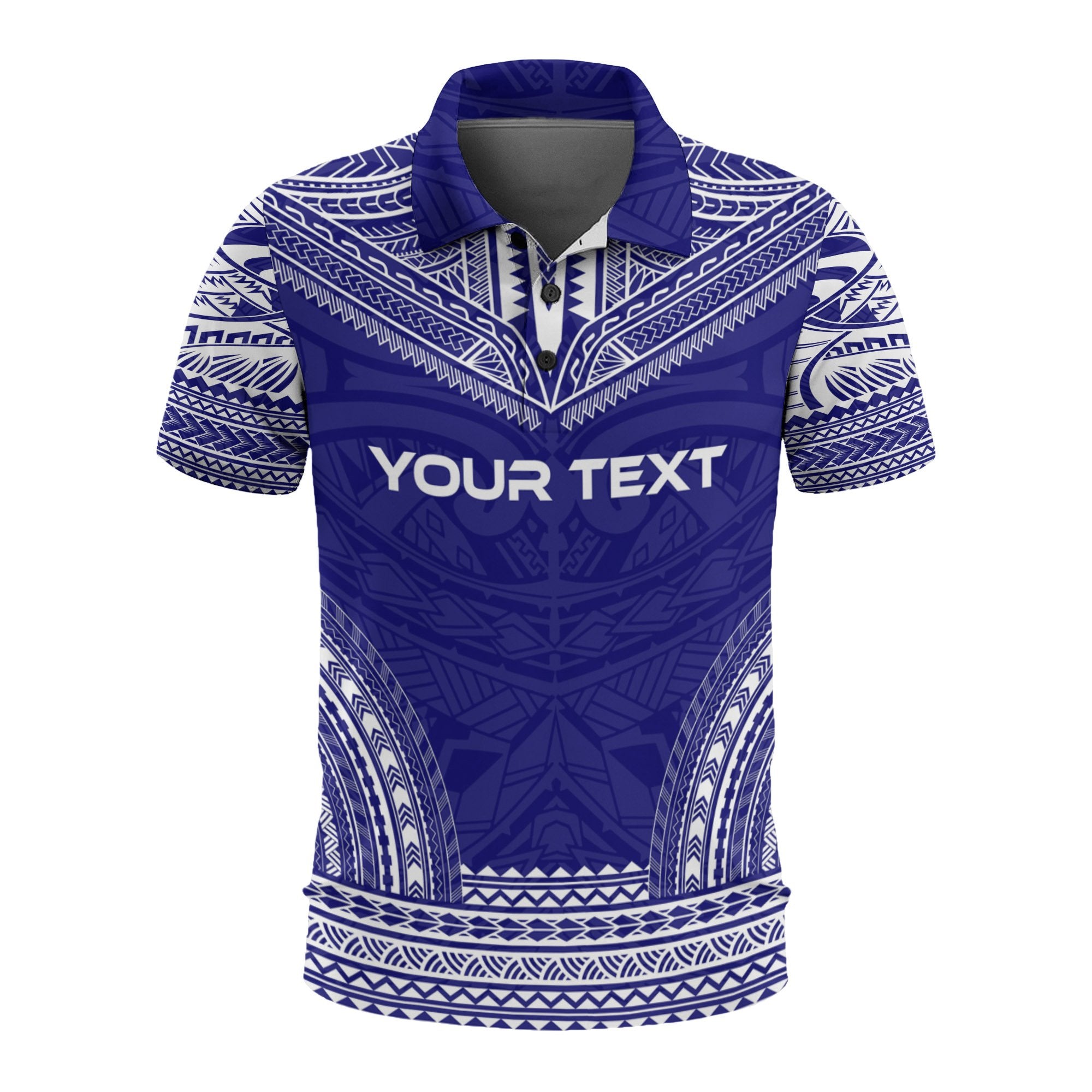American Samoa Custom Polo Shirt Amerika Samoa Seal Polynesian Chief Tattoo Blue Version Unisex Blue - Polynesian Pride