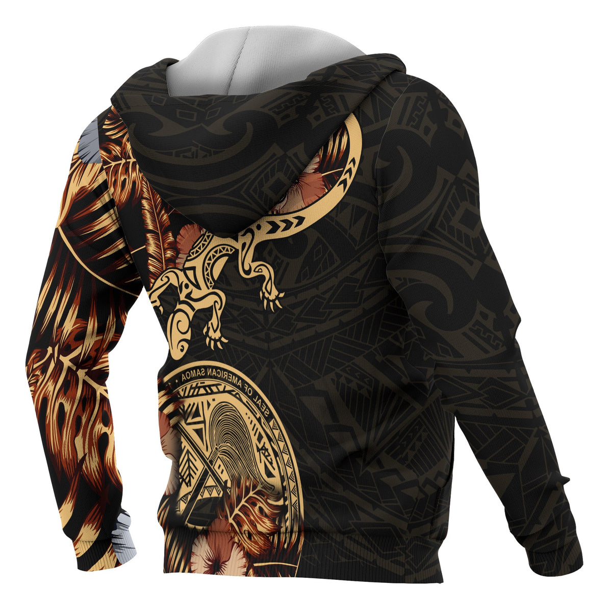 American Samoa Zip up Hoodie Lizard Lucky - Polynesian Pride