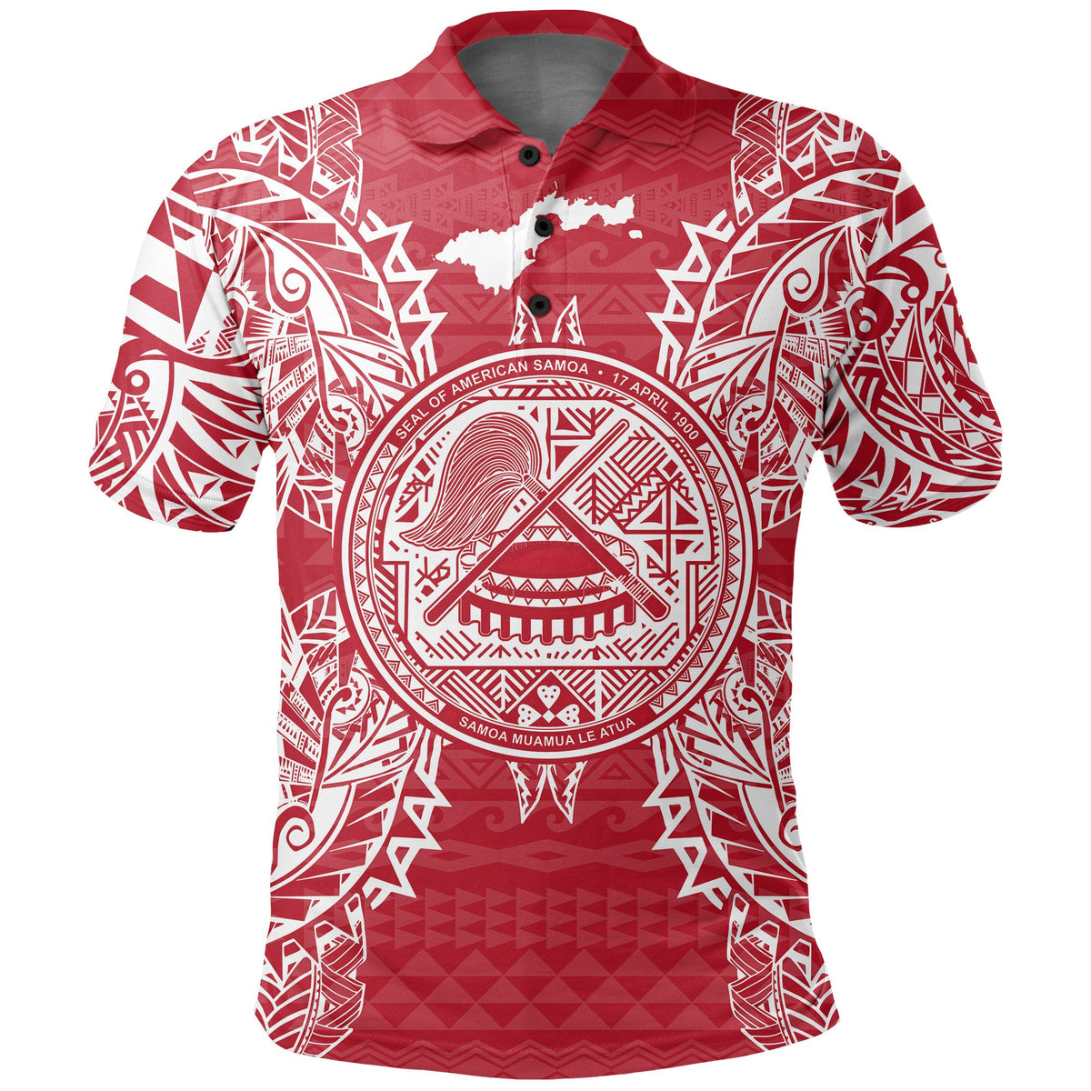 American Samoa Polo Shirt Amerika Samoa Coat Of Arms Map Polynesian Tattoo Red White Unisex Red - Polynesian Pride