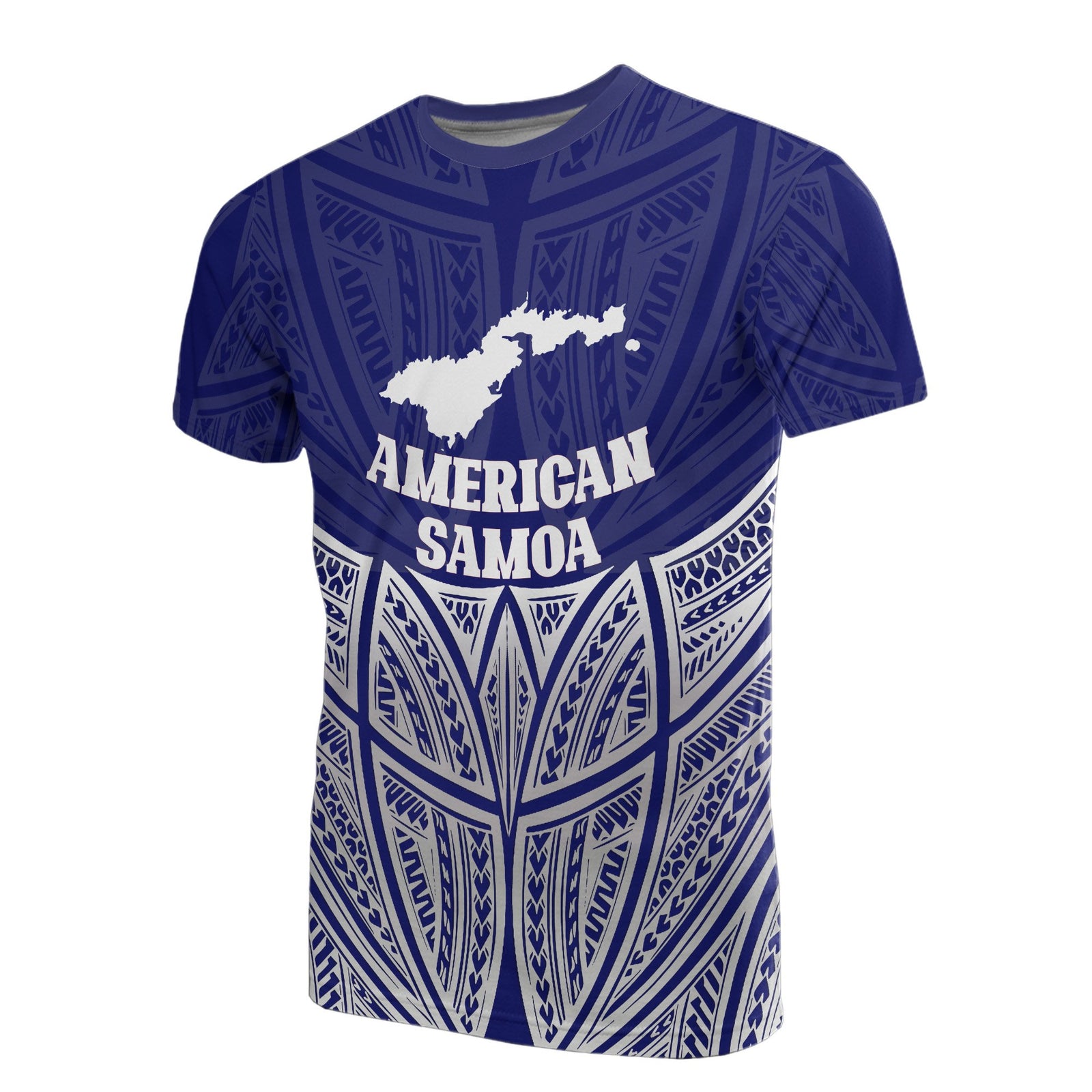 American Samoa Polynesian T Shirt Blue Pride Map and Seal Unisex Blue - Polynesian Pride