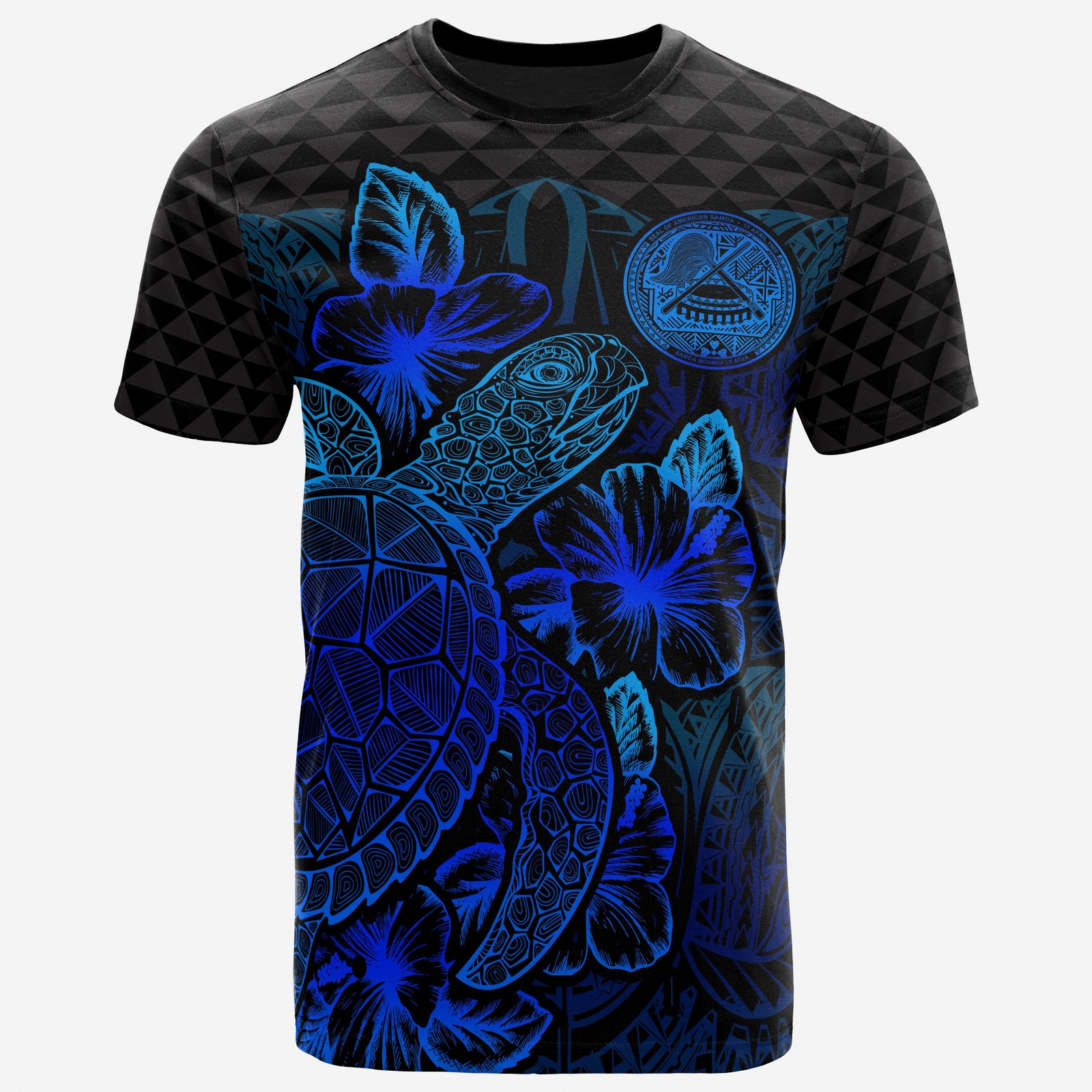 American Samoa T Shirt American Samoan Turtle Hibiscus Blue Unisex Blue - Polynesian Pride