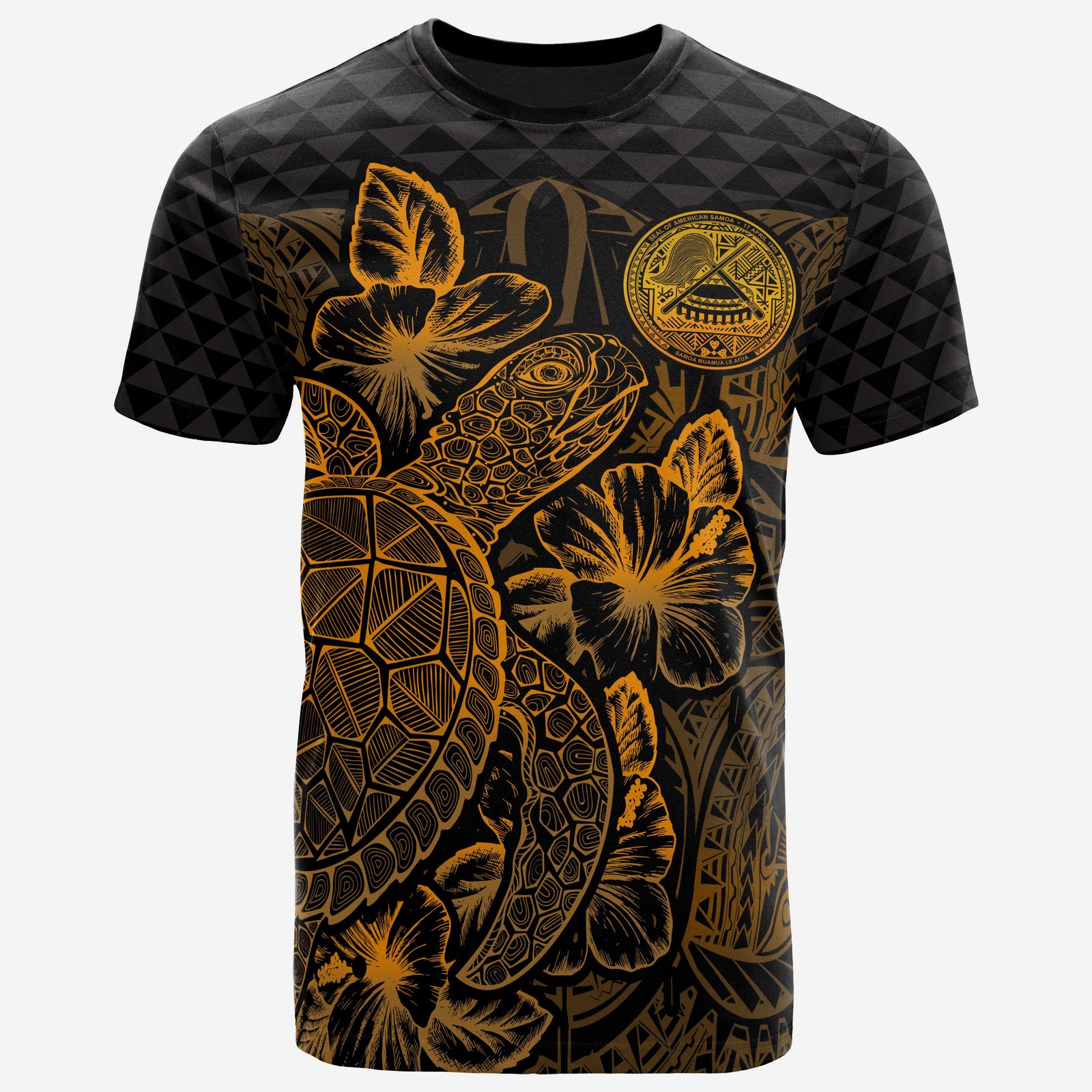 American Samoa T Shirt American Samoan Turtle Hibiscus Gold Unisex Gold - Polynesian Pride