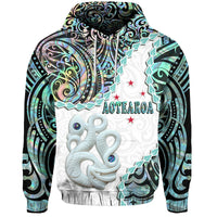 New Zealand Maori Hoodie Aotearoa Manaia Basic Paua Shell Heare Ra LT9 Pullover Hoodie White - Polynesian Pride
