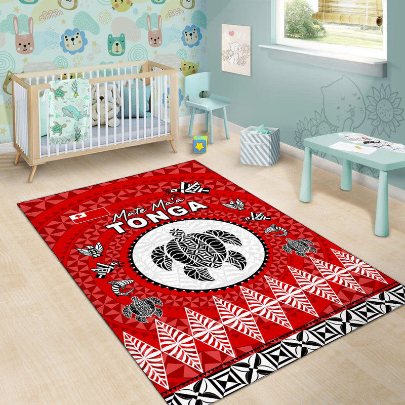 Mate Ma'a Tonga Ngatu Fonu Rugby Area Rug LT6 - Polynesian Pride