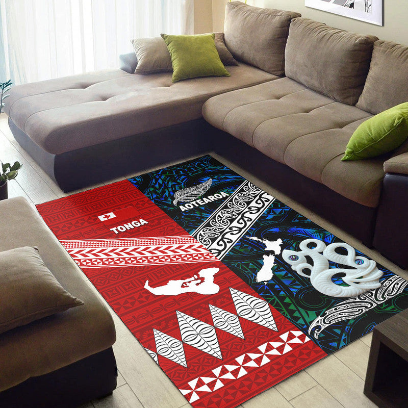 New Zealand And Tonga Area Rug Together - Blue LT8 - Polynesian Pride