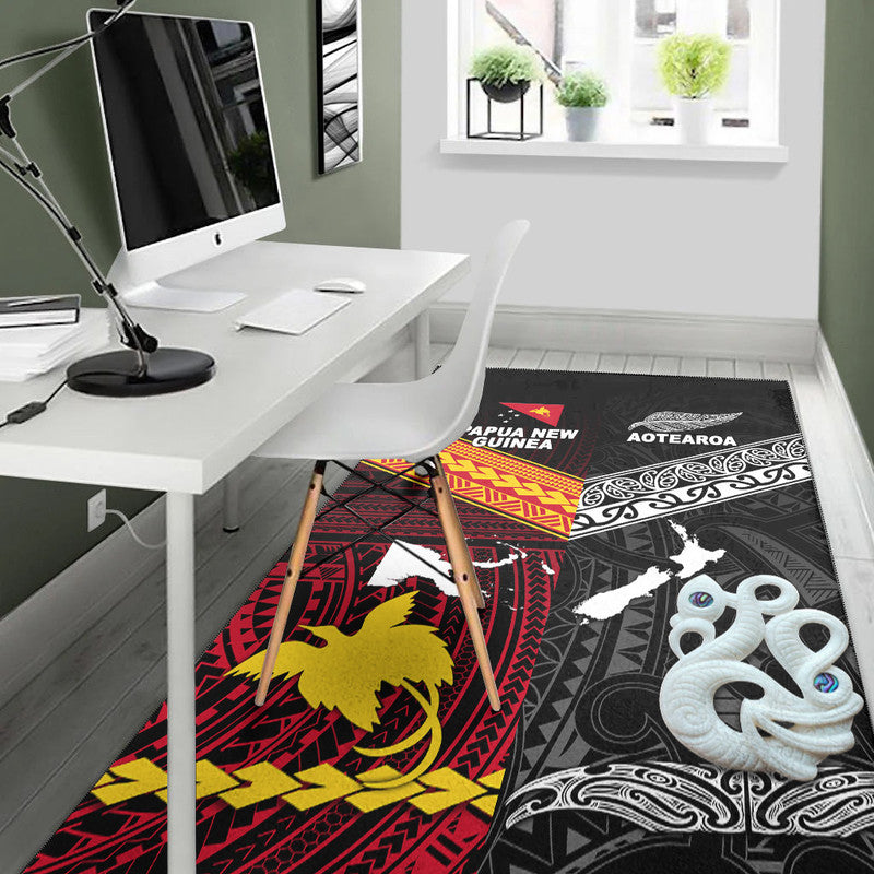 New Zealand And Papua New Guinea Area Rug Together - Black LT8 - Polynesian Pride