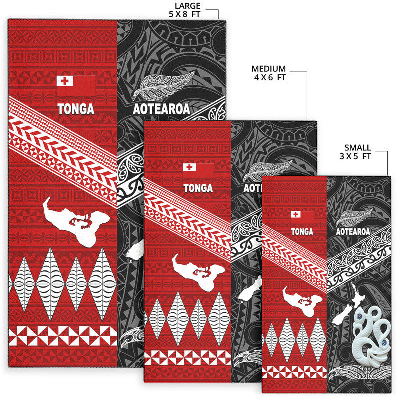 New Zealand And Tonga Area Rug Together - Black LT8 - Polynesian Pride