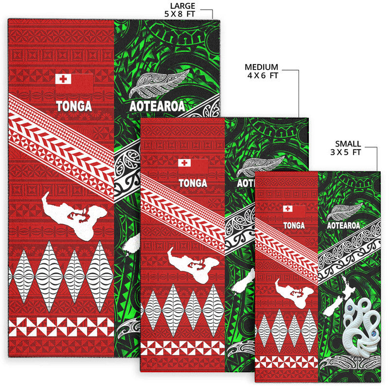 New Zealand And Tonga Area Rug Together - Green LT8 - Polynesian Pride