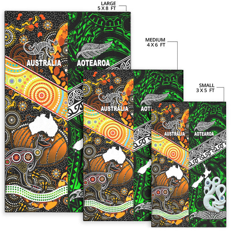New Zealand Maori Aotearoa And Australia Aboriginal Area Rug Together - Green LT8 - Polynesian Pride