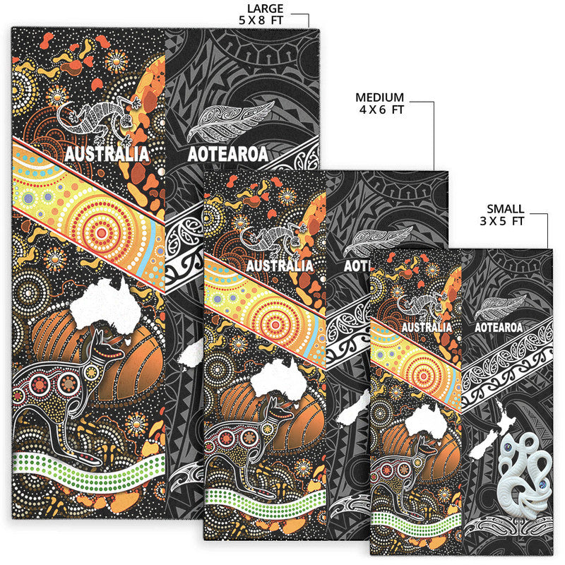 New Zealand Maori Aotearoa And Australia Aboriginal Area Rug Together - Black LT8 - Polynesian Pride