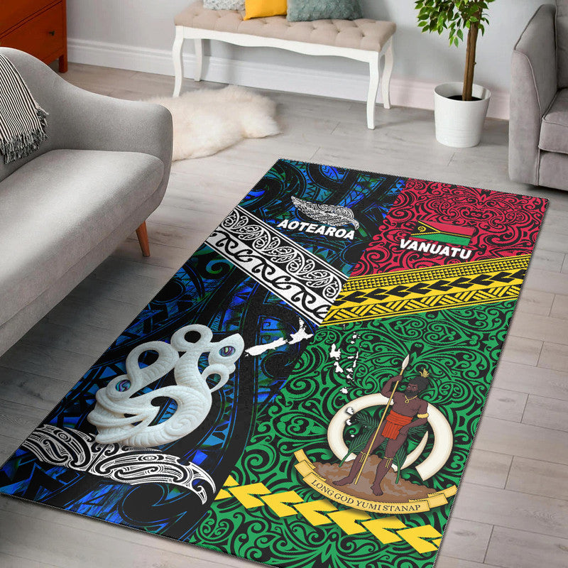 New Zealand And Vanuatu Area Rug Together - Blue LT8 Blue - Polynesian Pride