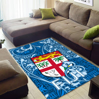 Fiji Area Rug Tapa Patterns Blue Style LT6 - Polynesian Pride