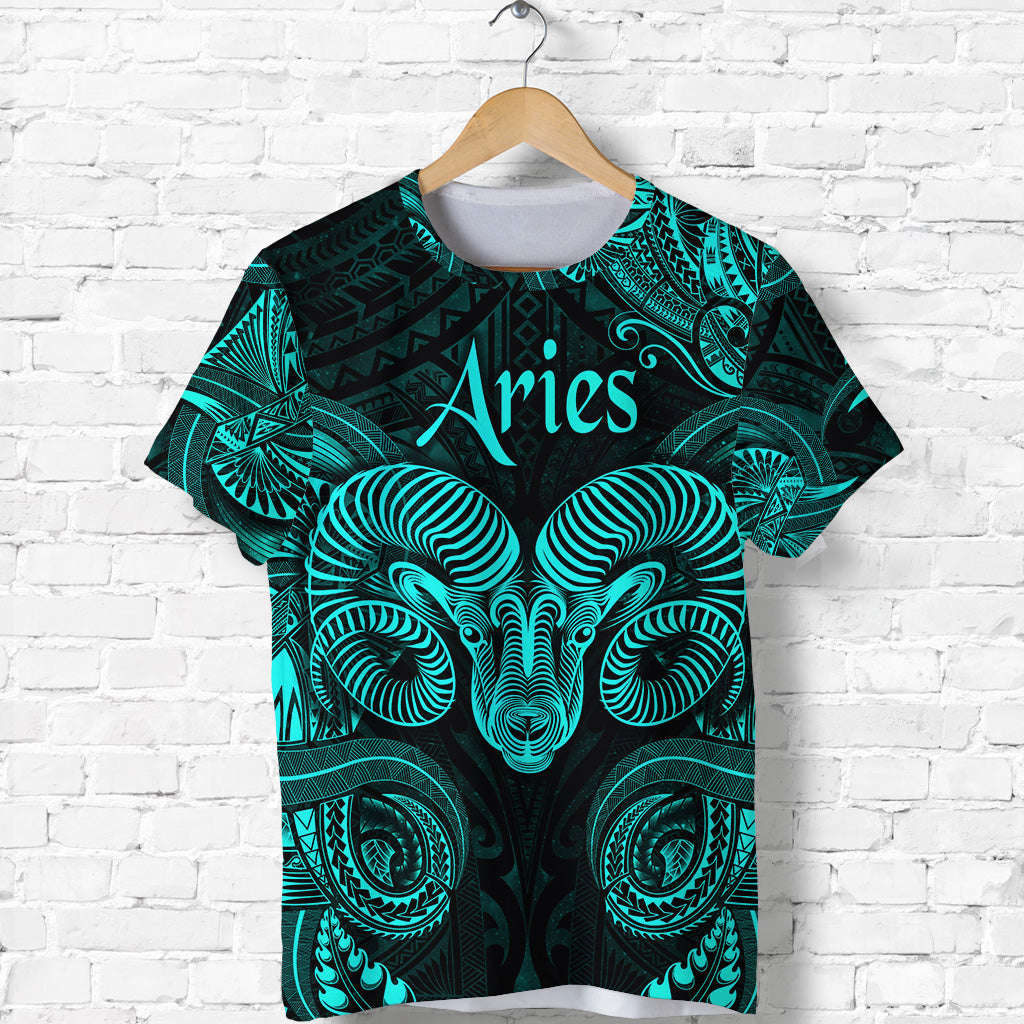 Aries Zodiac Polynesian T Shirt Unique Style Turquoise LT8 - Polynesian Pride