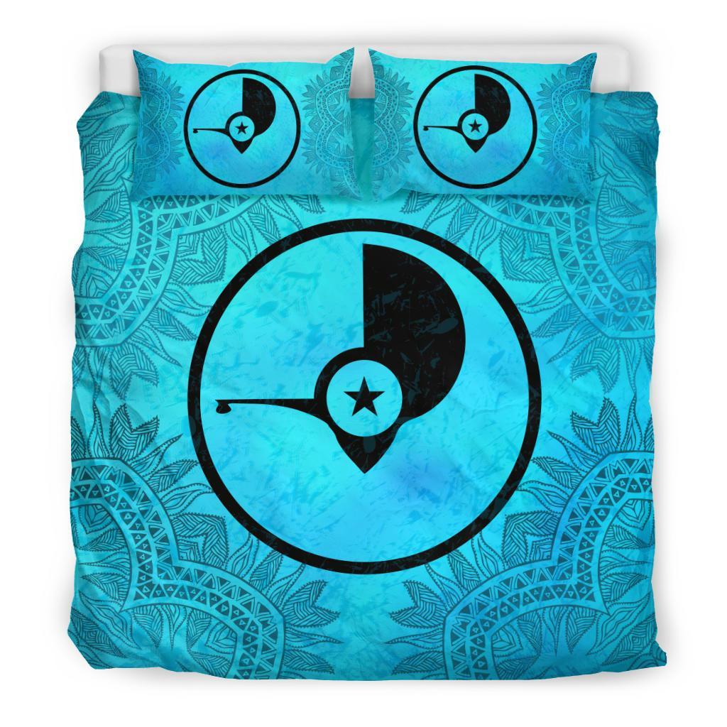 Yap Duvet Cover Set - Yap Flag Turquoise Art - Polynesian Pride