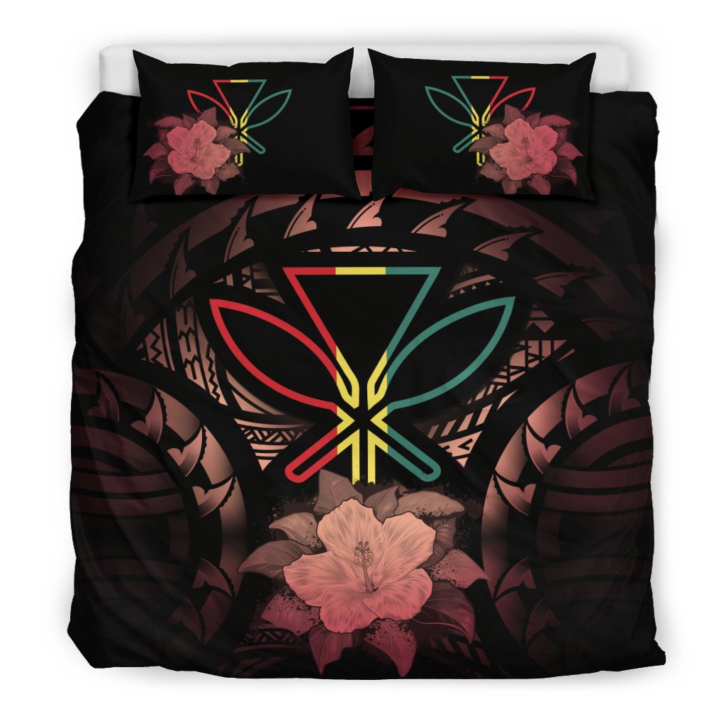 Kanaka Maoli Flamingo Hibiscus Rising Bedding Set Flamingo - Polynesian Pride