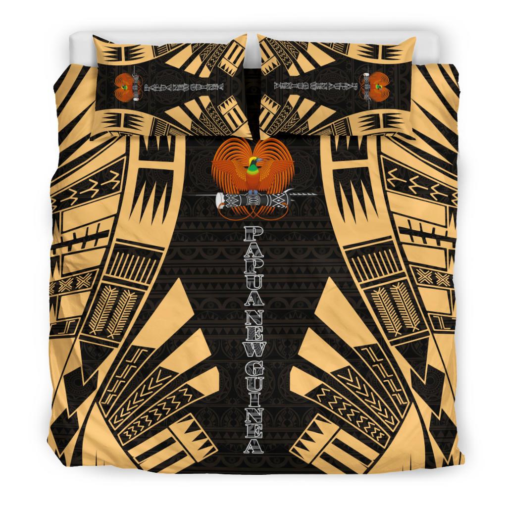 Papua New Guinea Duvet Cover Set - Polynesian Tattoo Gold - Polynesian Pride