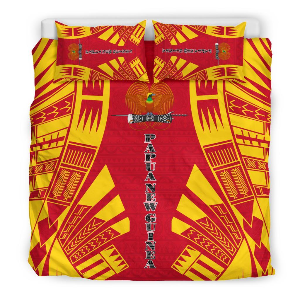 Papua New Guinea Duvet Cover Set - Polynesian Tattoo Flag Black - Polynesian Pride